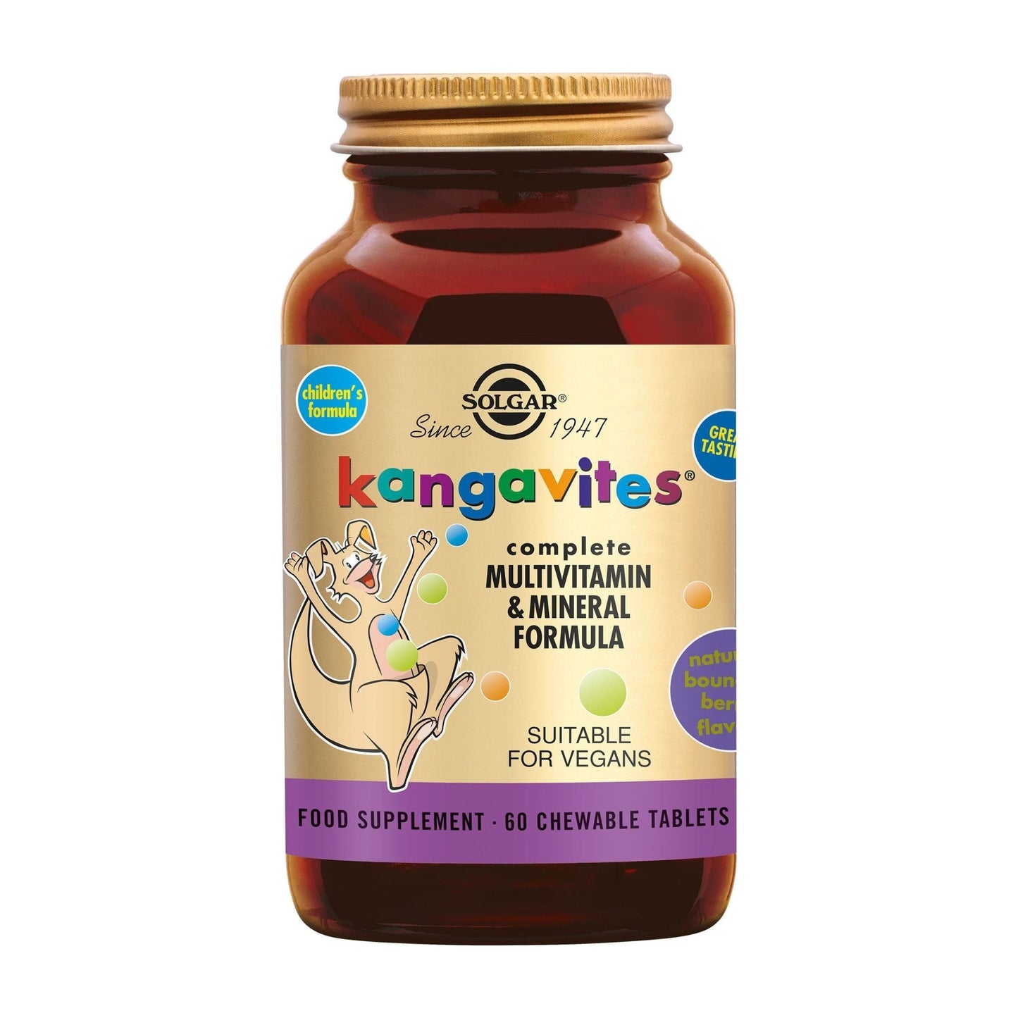 Kangavites™ Bouncing Berry Multivitamine kauwtabletten voor Kinderen Supplement Solgar   
