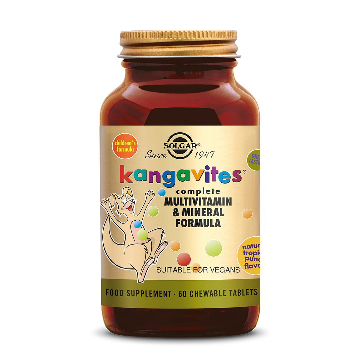 Kangavites™ Tropical Punch Multivitamine kauwtabletten voor Kinderen Supplement Solgar 60  