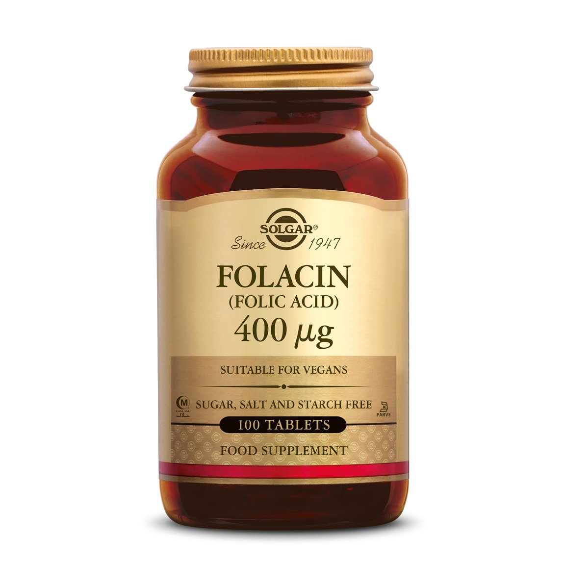 Folacin (Foliumzuur) 400 mcg Supplement Solgar 100  