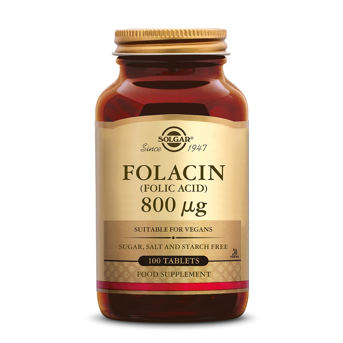 Folacin (Foliumzuur) 800 mcg Supplement Solgar 100  