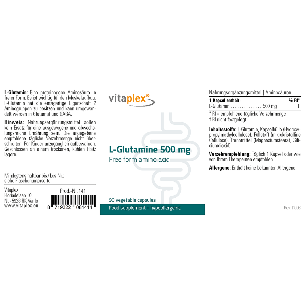 
                      
                        L-Glutamine Supplementen Vitaplex   
                      
                    