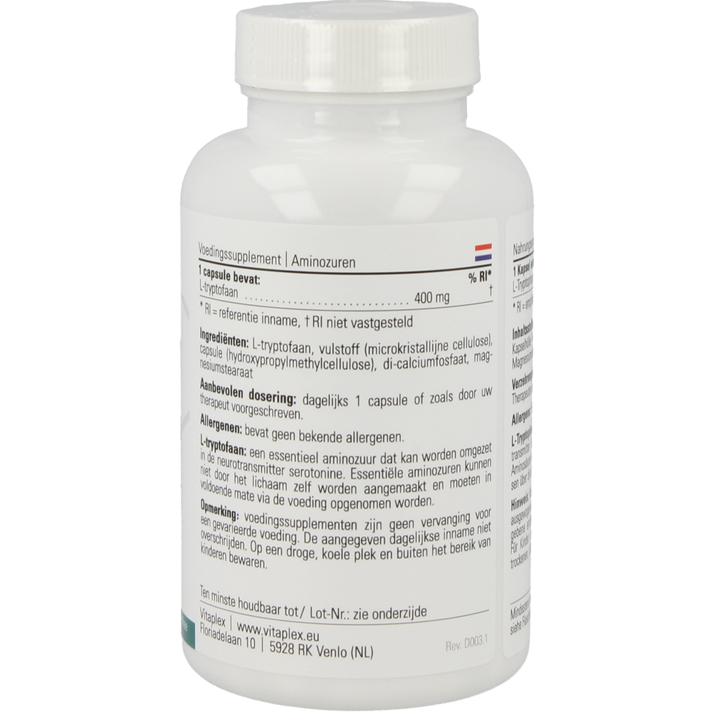 
                      
                        L-Tryptophan 400 mg Supplementen Vitaplex   
                      
                    