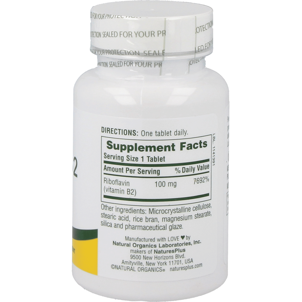 Vitamin B2 100 mg Supplement Natures Plus   