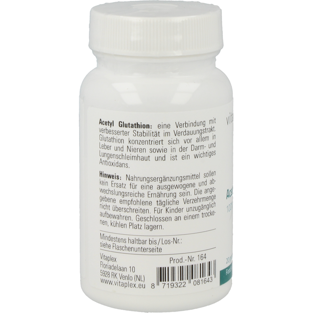 
                      
                        Acetyl Glutathion Powder Supplementen Vitaplex   
                      
                    