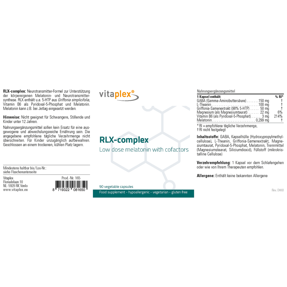 
                      
                        RLX-complex Supplementen Vitaplex   
                      
                    