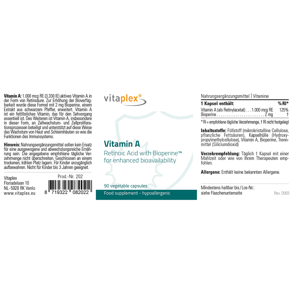 
                      
                        Vitamin A Supplementen Vitaplex   
                      
                    