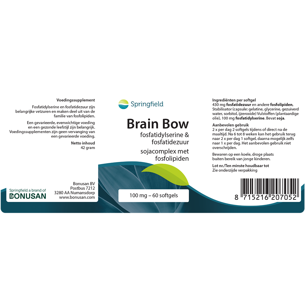 Brain Bow Phosphatidylserine | 100 mg/530 mg 60 softgels Springfield