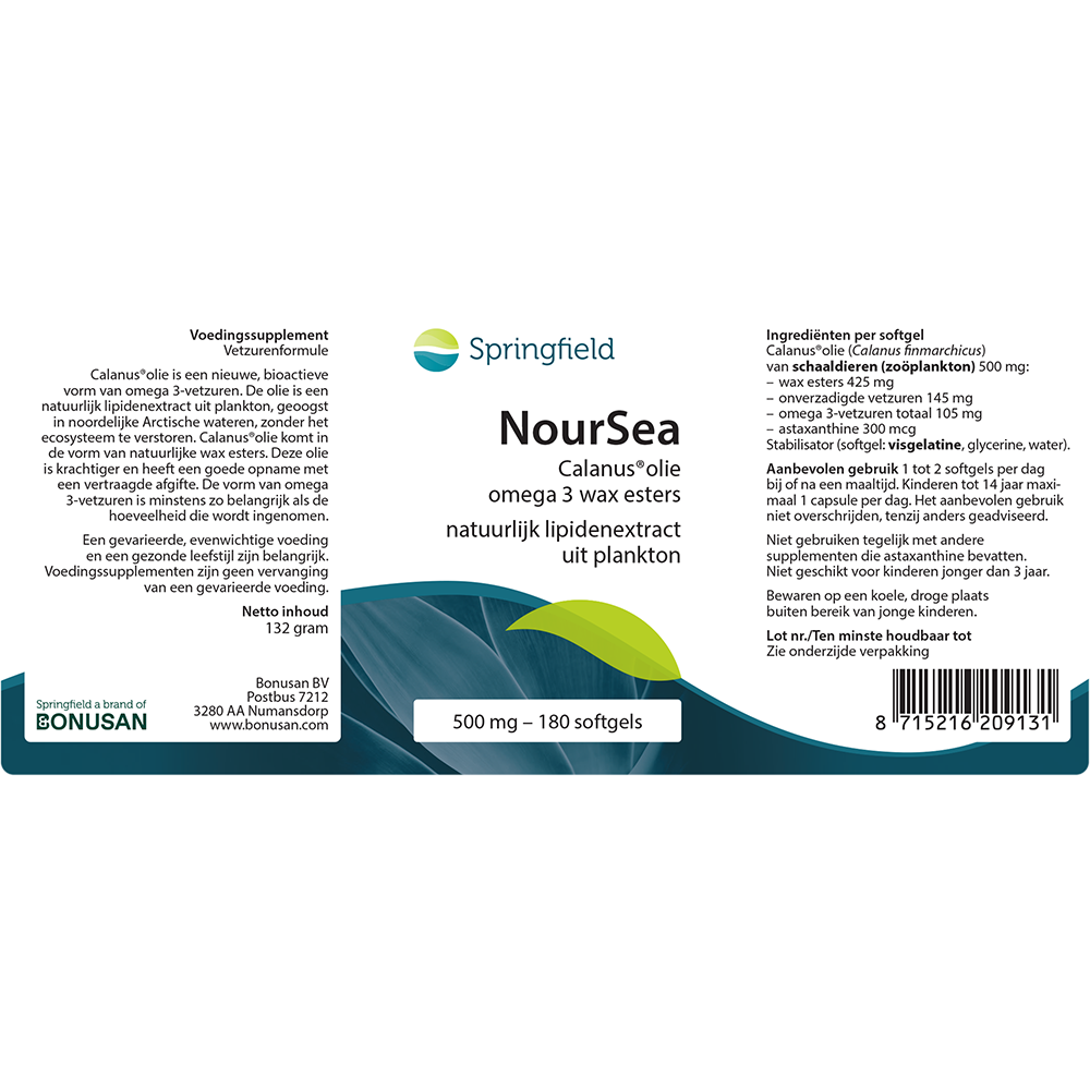 NourSea Calanus olie | 500 mg 180 softgels Springfield