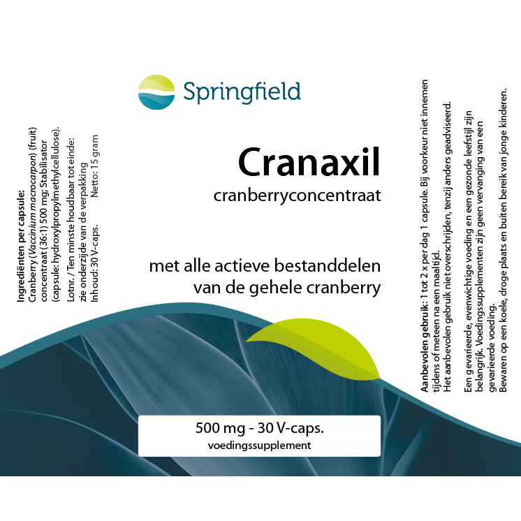 Cranaxil cranberryconcentraat | 500 mg 30 V-caps. Springfield