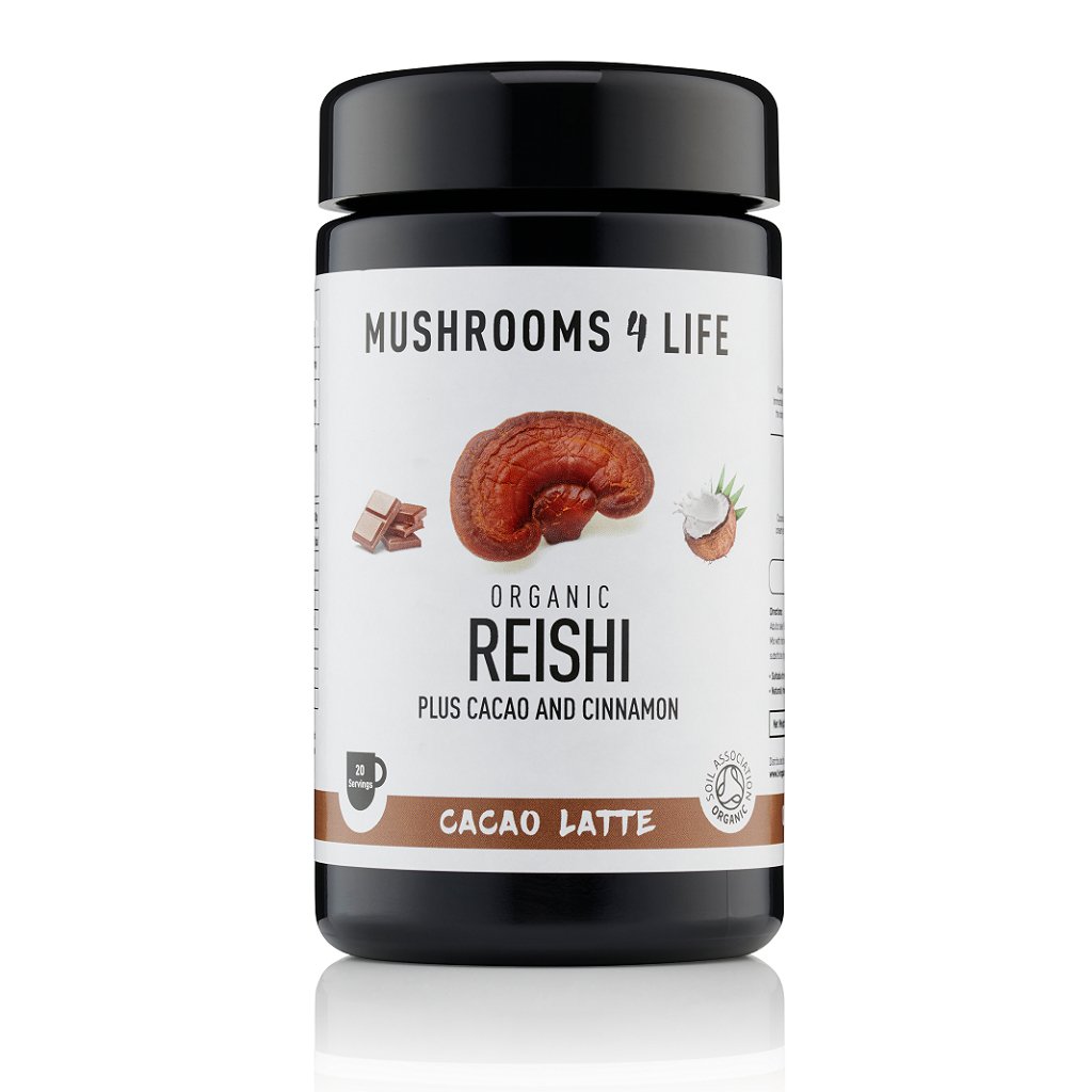 Reishi Cacao Paddenstoelen Latte 1000mg Bio 140gr  Mushrooms 4 Life   