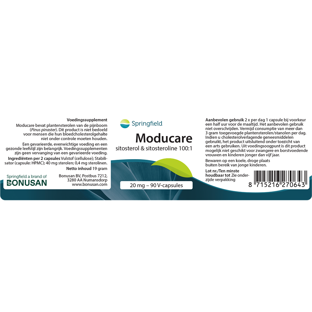 Moducare sterolen en sterolinen | 90 V-caps. Springfield