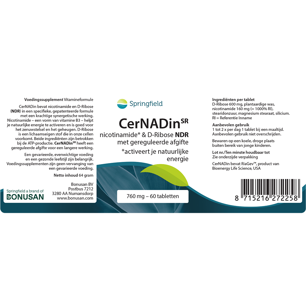 CerNADin SR nicotinamide & D-ribose | 760 mg 60 tabl. Springfield
