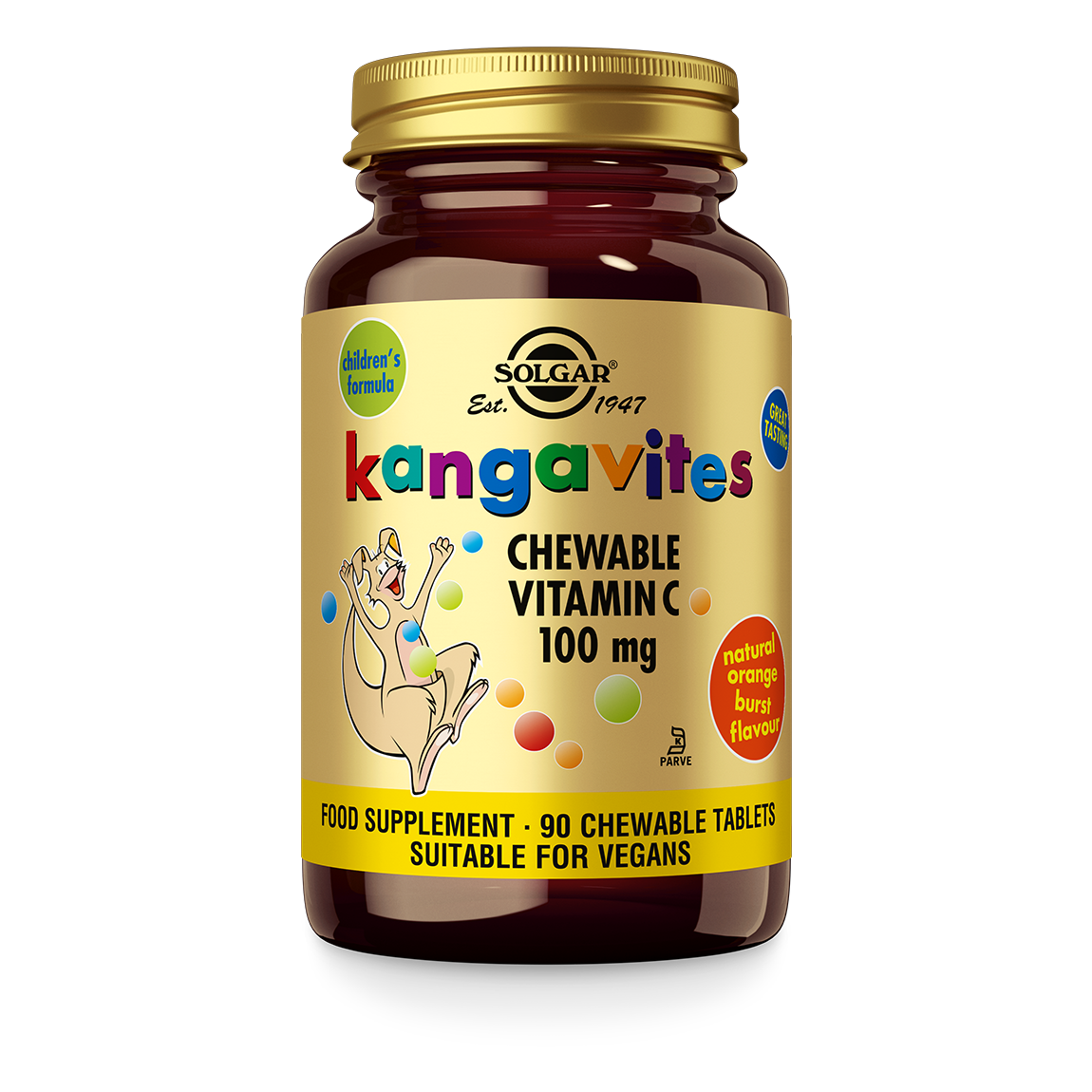 Kangavites Vitamine C 100 mg kauwtabletten voor Kinderen Supplement Solgar