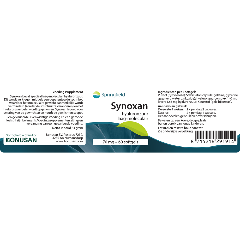 Synoxan hyaluronzuur low-molec. | 70 mg 60 softgels Springfield