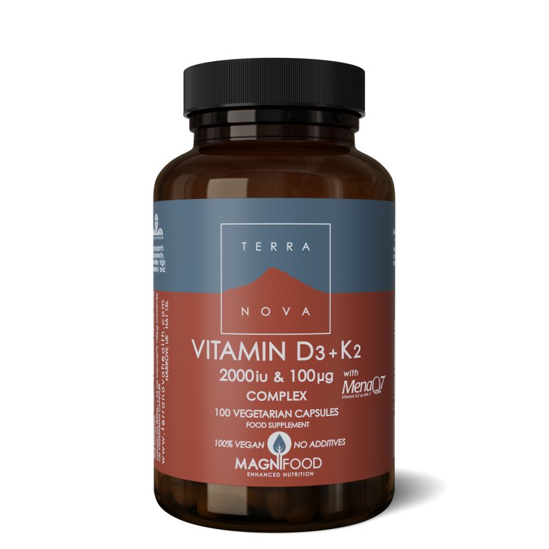 Vitamine D3 2.000iu met Vitamine K2 100ug Complex | 100 capsules Supplement Terranovabenelux   