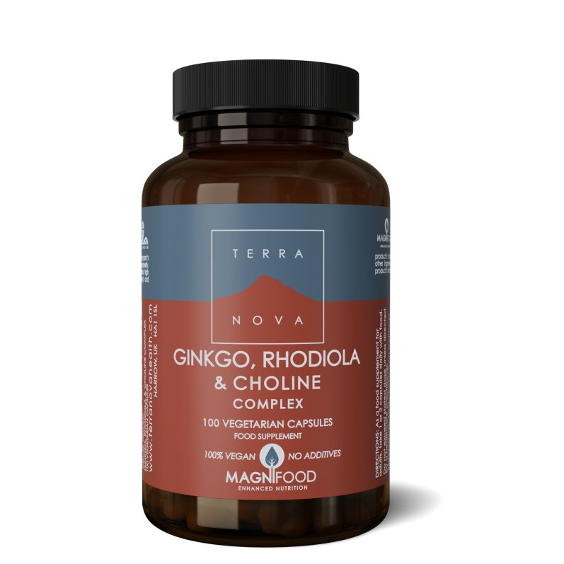 Ginkgo, Rhodiola & Choline Complex | 100 vegan capsules Supplement Terranovabenelux   