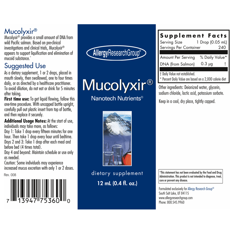 
                      
                        Mucolyxir® Supplement Allergy Research Group   
                      
                    