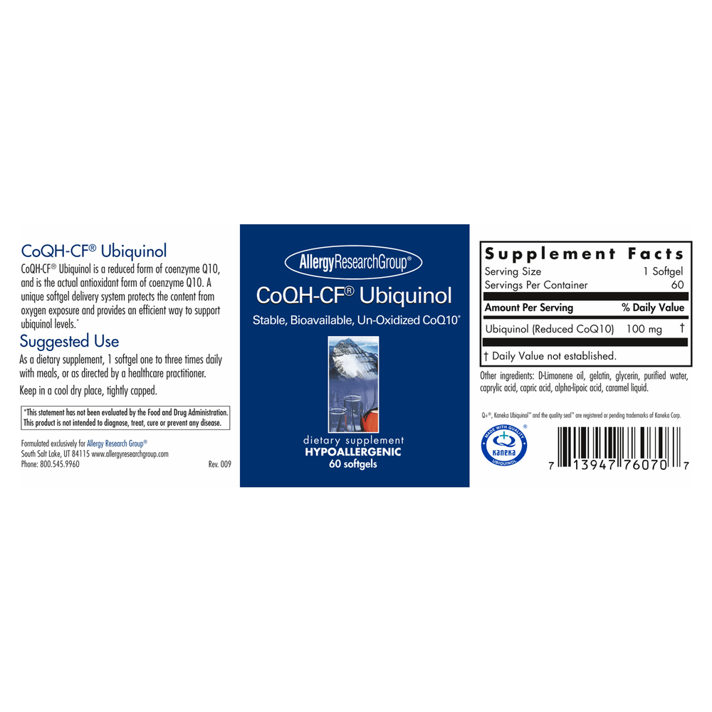 
                      
                        CoQH-CF® Ubiquinol Supplement Allergy Research Group   
                      
                    