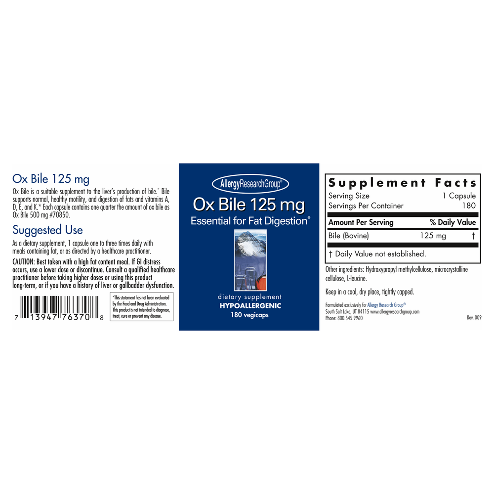 
                      
                        Ox Bile 125 mg Supplement Allergy Research Group   
                      
                    