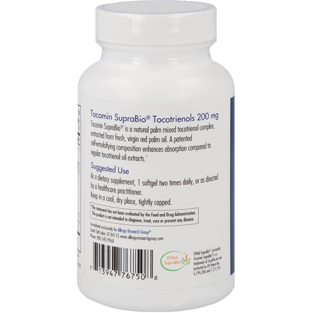 
                      
                        Tocomin SupraBio® Tocotrienols 200 mg Supplement Allergy Research Group   
                      
                    