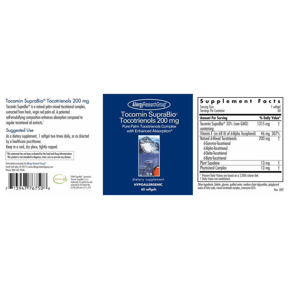 
                      
                        Tocomin SupraBio® Tocotrienols 200 mg Supplement Allergy Research Group   
                      
                    