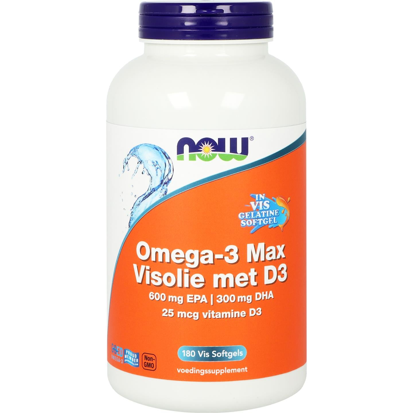 Omega-3 Max Visolie met D3 600 mg EPA 300 mg DHA Vetzuren NOW Default Title