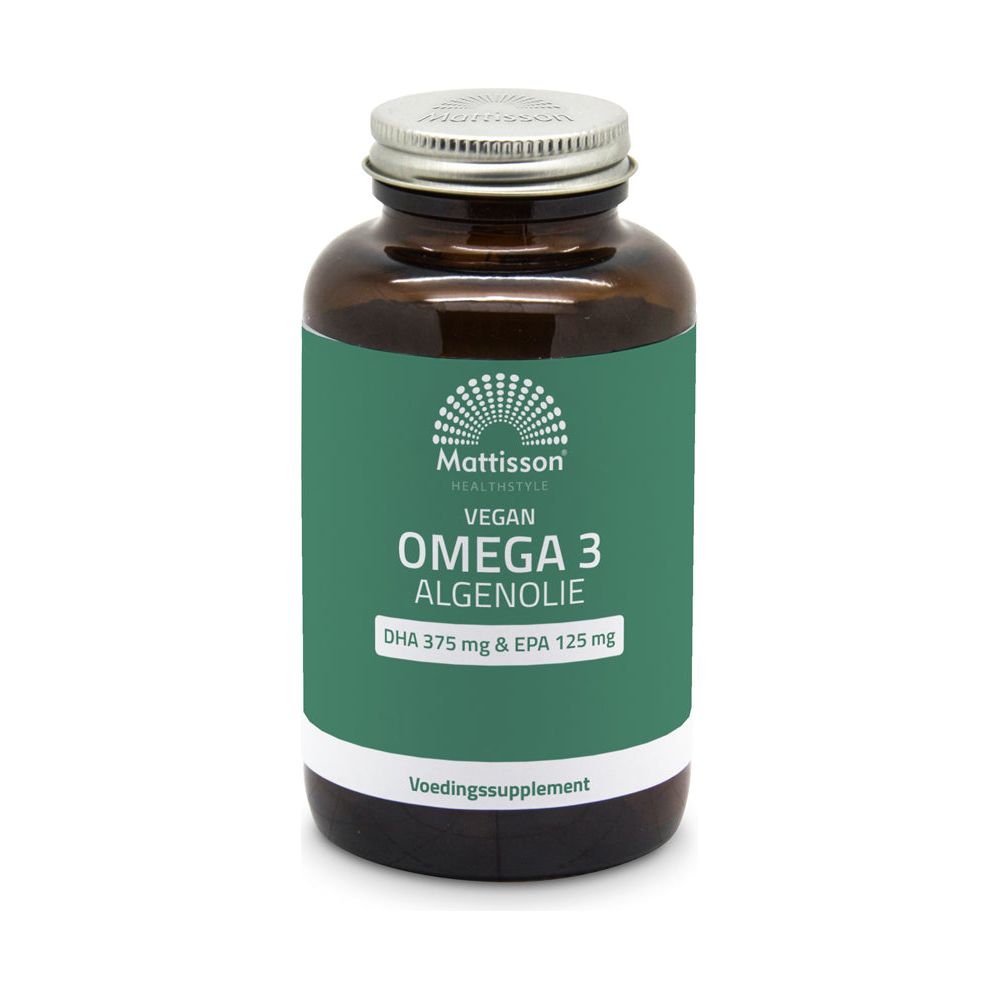 Vegan Omega-3 Algenolie 500 mg - DHA 375 mg & EPA 125 mg - 180 capsules Supplement Mattisson   