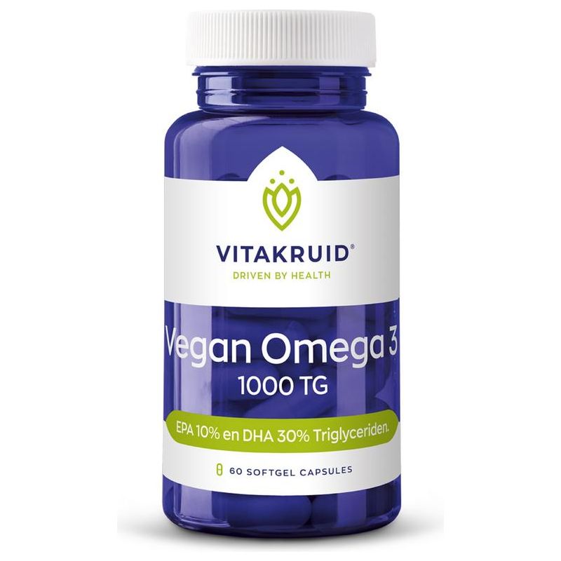 Vitakruid Vegan omega 3 1000 triglyceriden 300 DHA 100 EPA Supplementen Vitakruid   