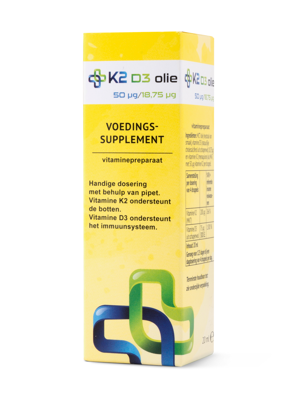 Vitamine K2 D3 olie Voedingssupplementen K2 MedicalCare Benelux 1 flesje voor 4 maanden