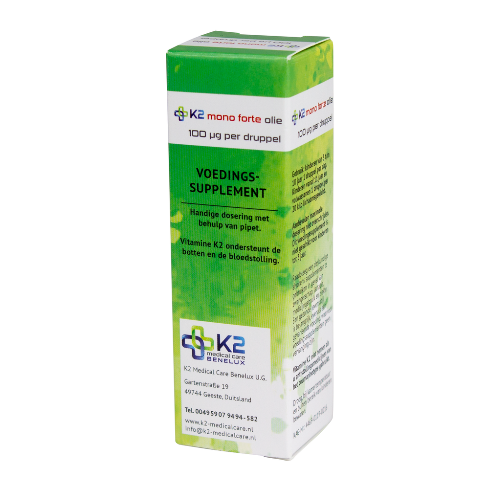 Vitamine K2 mono olie Voedingssupplementen K2 MedicalCare Benelux 1 flesje voor 4 maanden  