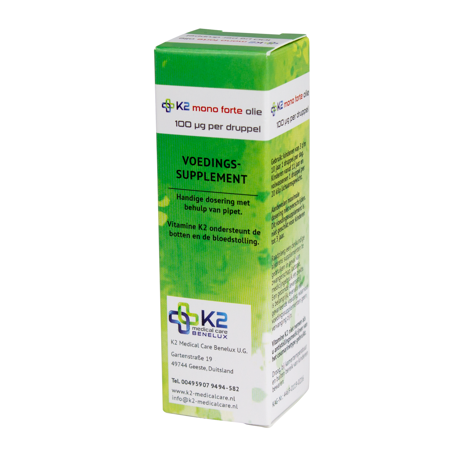 Vitamine K2 mono olie Voedingssupplementen K2 MedicalCare Benelux 1 flesje voor 4 maanden  