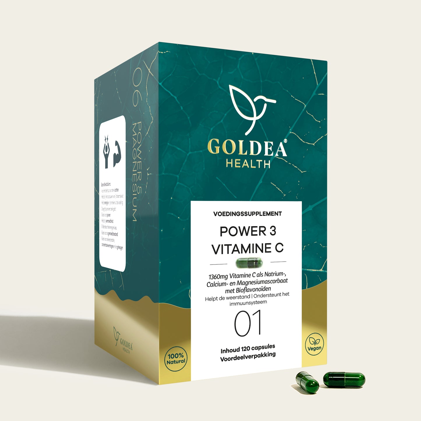 Power 3 Vitamin C Supplement Goldea Health 120 Capsules