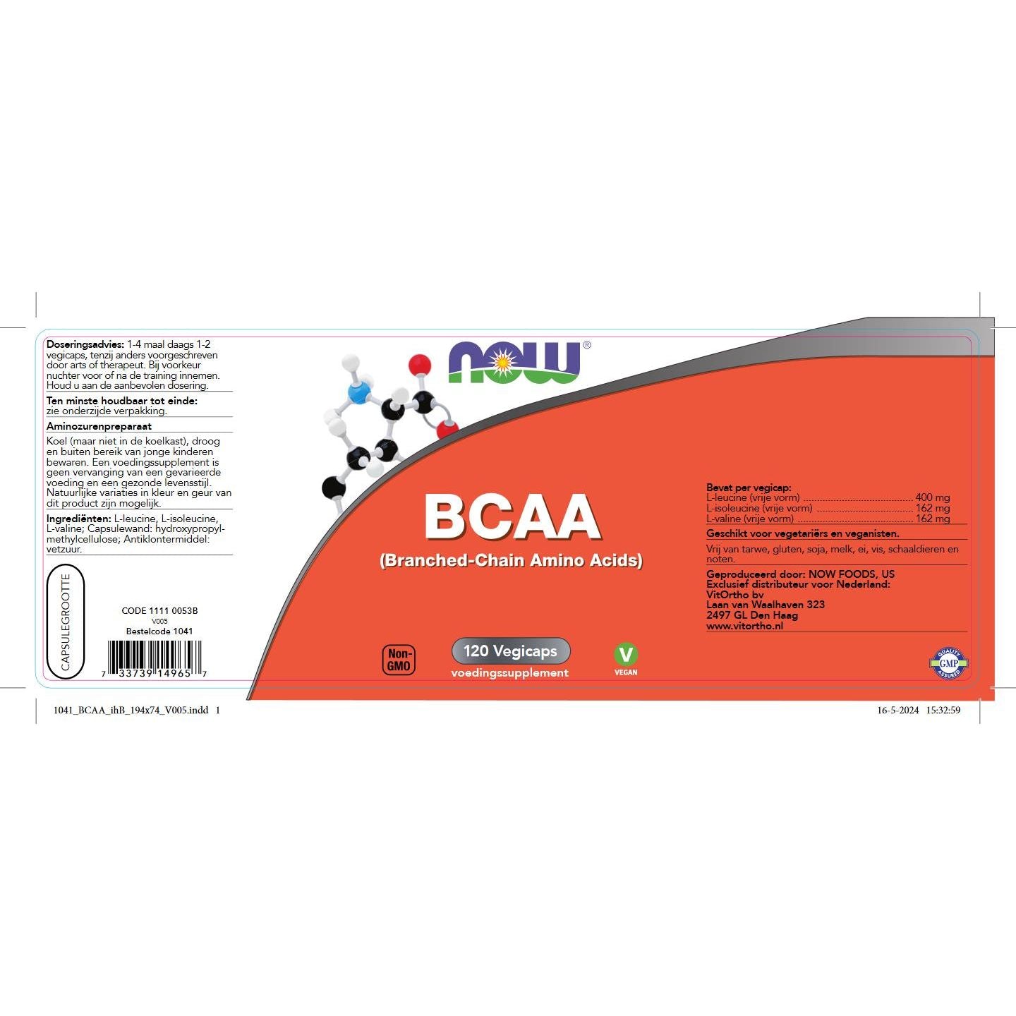 BCAA (Branched Chain Amino Acids) Aminozuren NOW