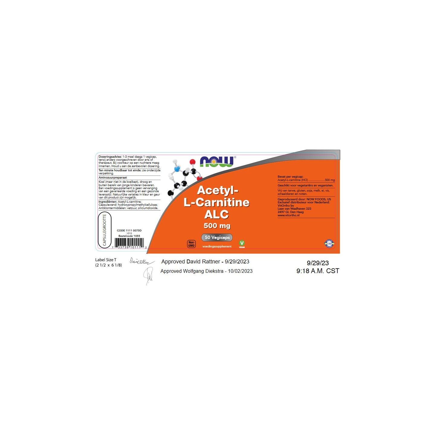 Acetyl-L-Carnitine 500 mg Aminozuren NOW