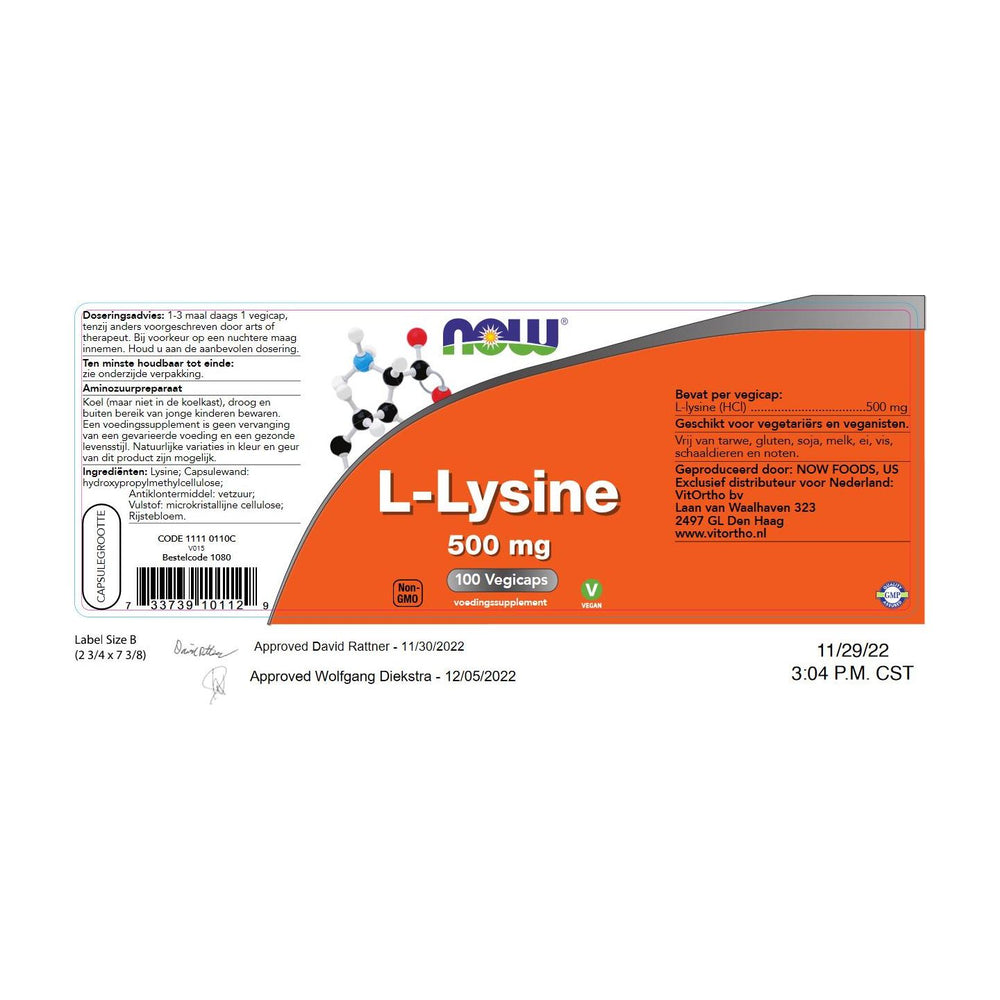 
                      
                        L-Lysine 500 mg Aminozuren NOW
                      
                    