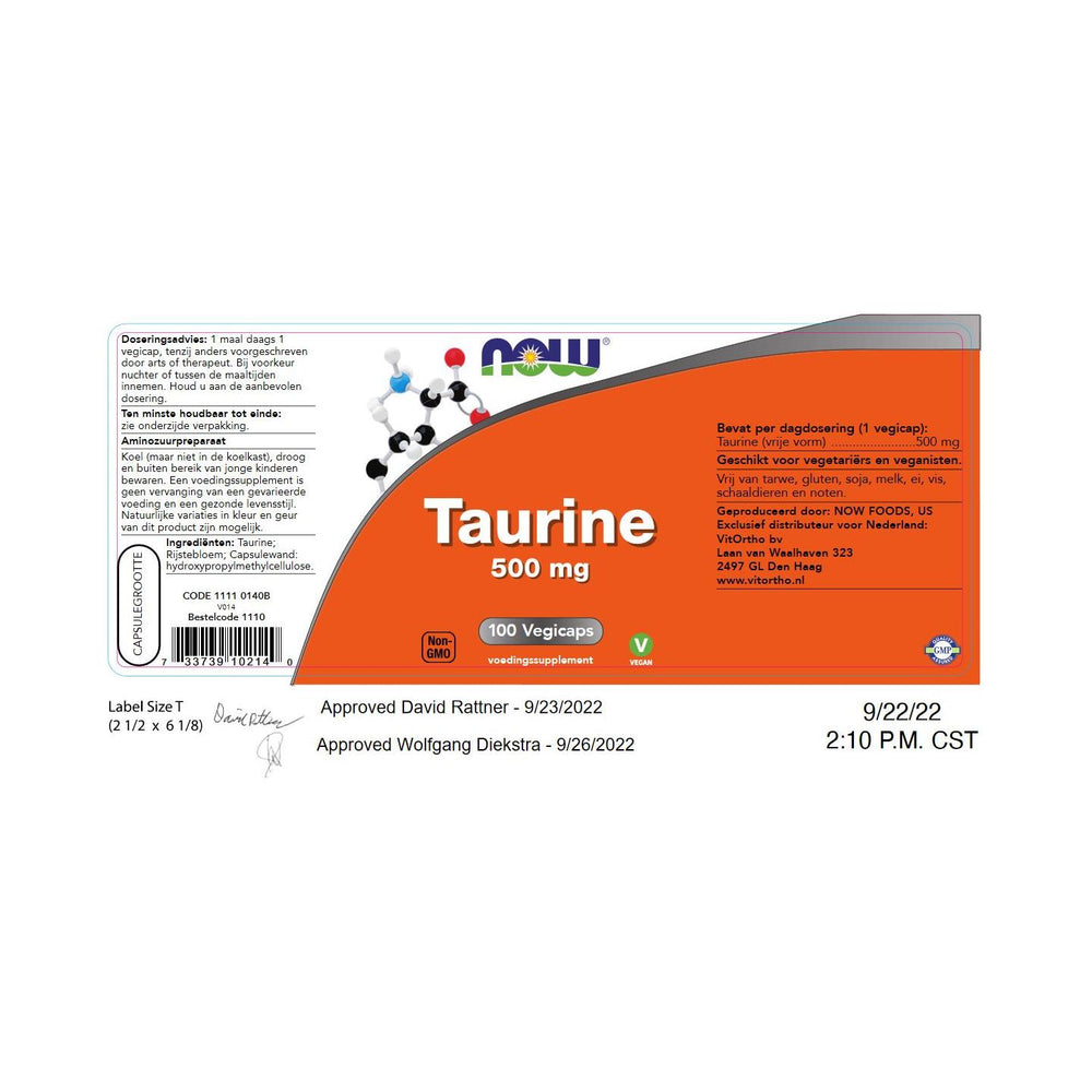 
                      
                        Taurine 500 mg Aminozuren NOW
                      
                    