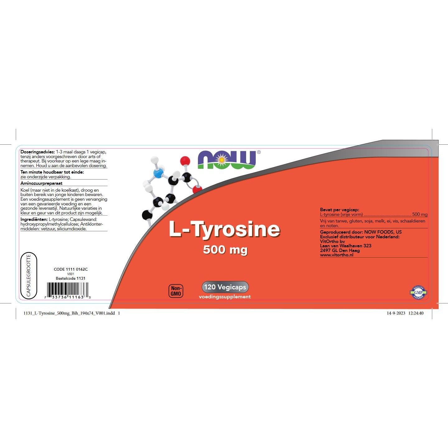 L-Tyrosine 500 mg Aminozuren NOW