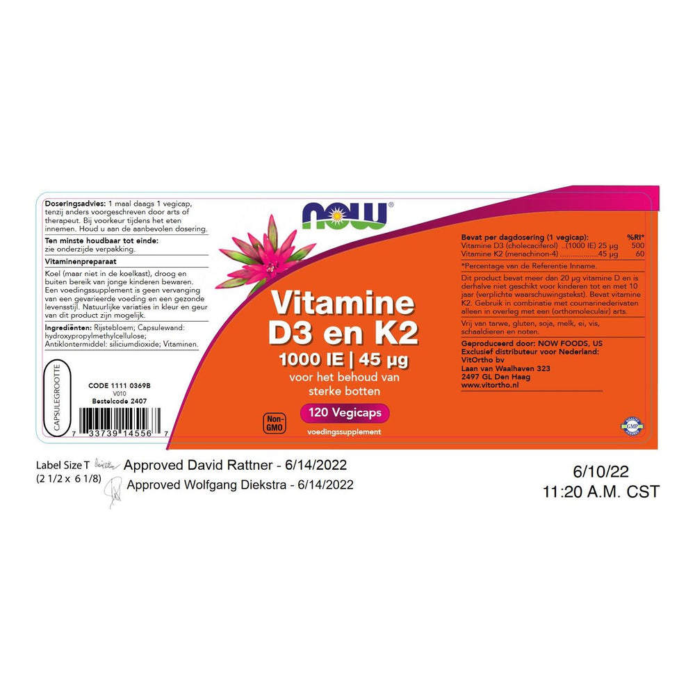 
                      
                        Vitamine D3 en K2 - 1000 IE 45 mcg Vitamine K NOW
                      
                    