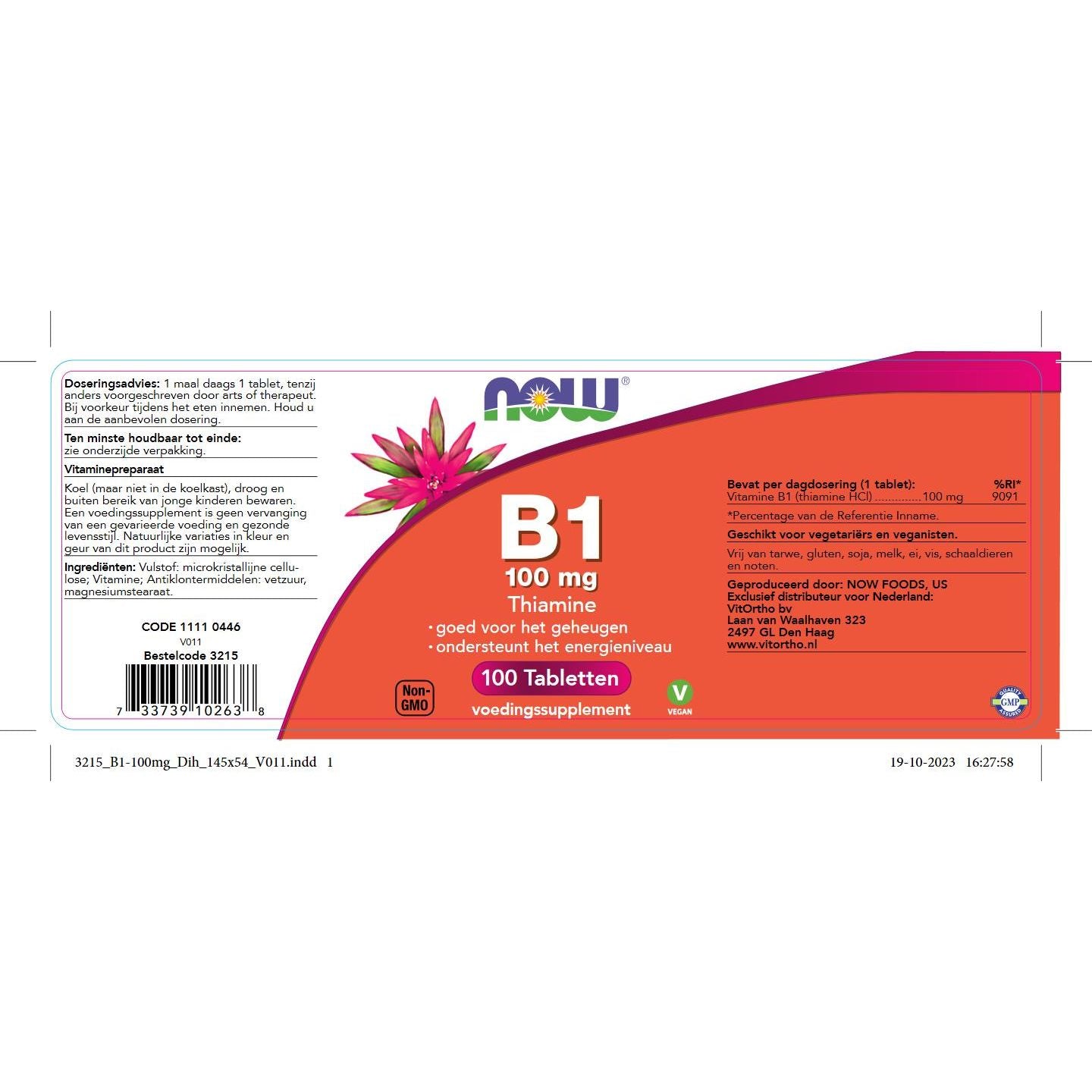 B1 100 mg Vitamine B NOW