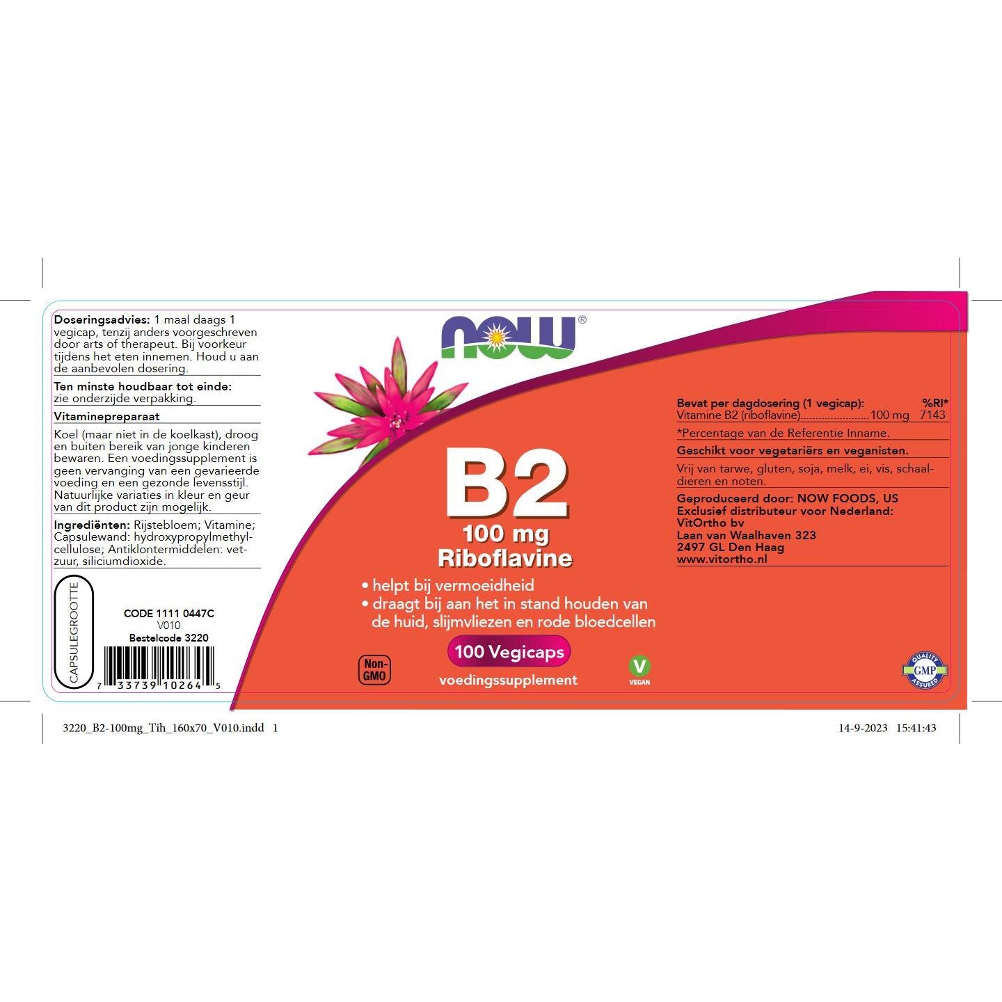 B2 100 mg Vitamine B NOW