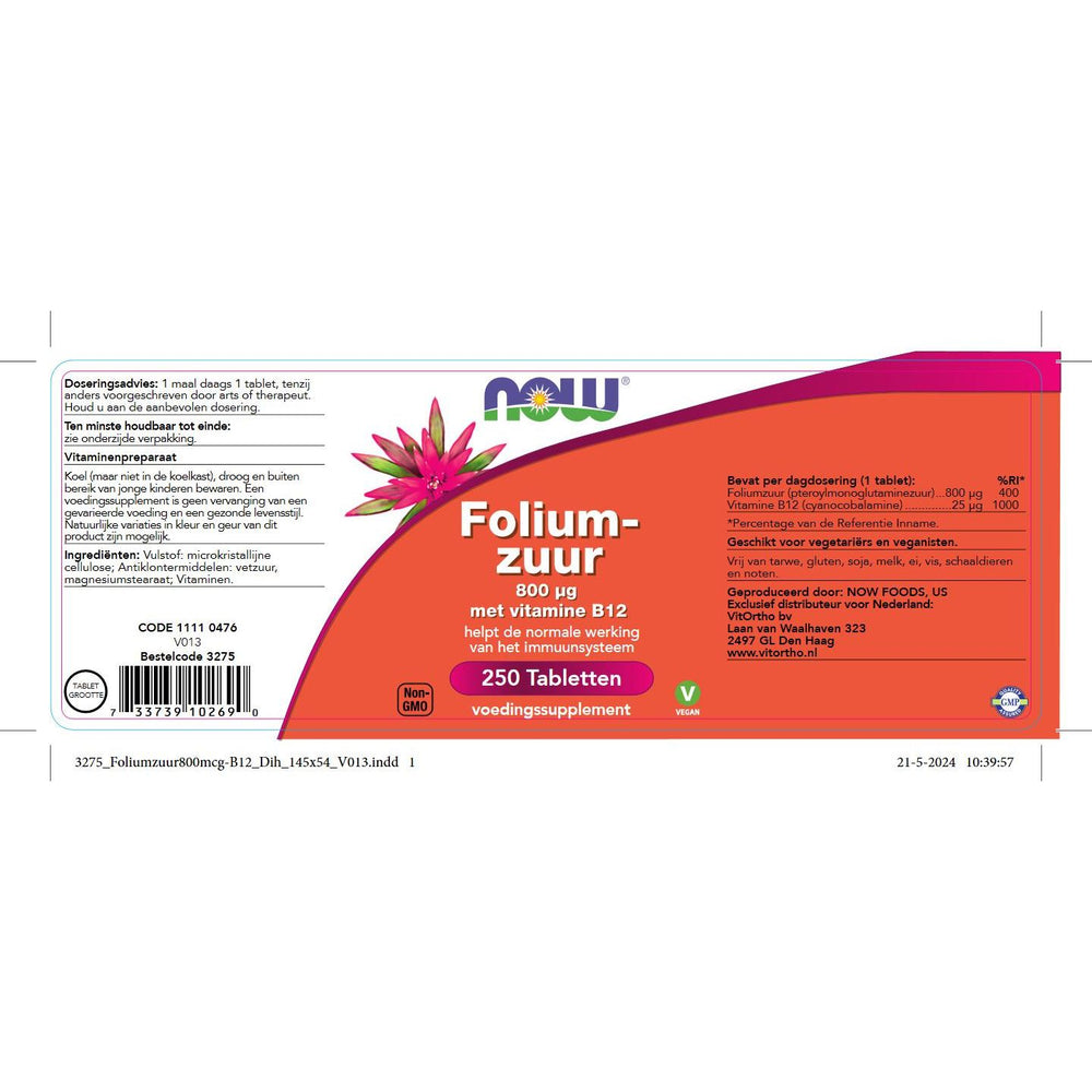 
                      
                        Foliumzuur 800 mcg Vitamine B NOW
                      
                    