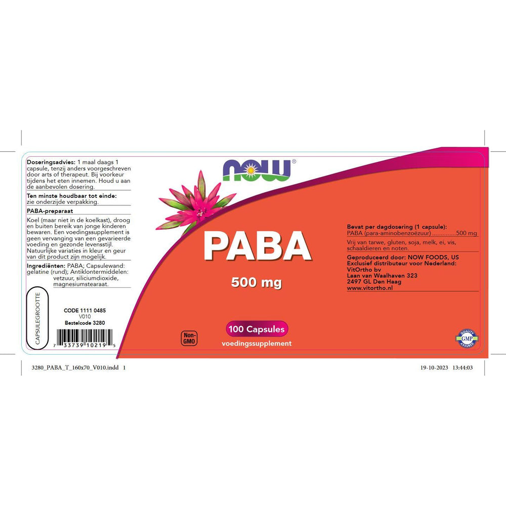 
                      
                        PABA 500 mg Vitamine B NOW
                      
                    