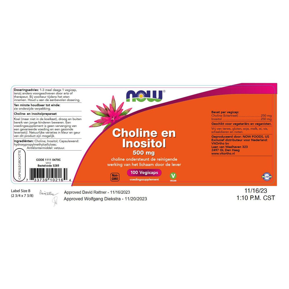 
                      
                        Choline en Inositol 500 mg Vitamine B NOW
                      
                    