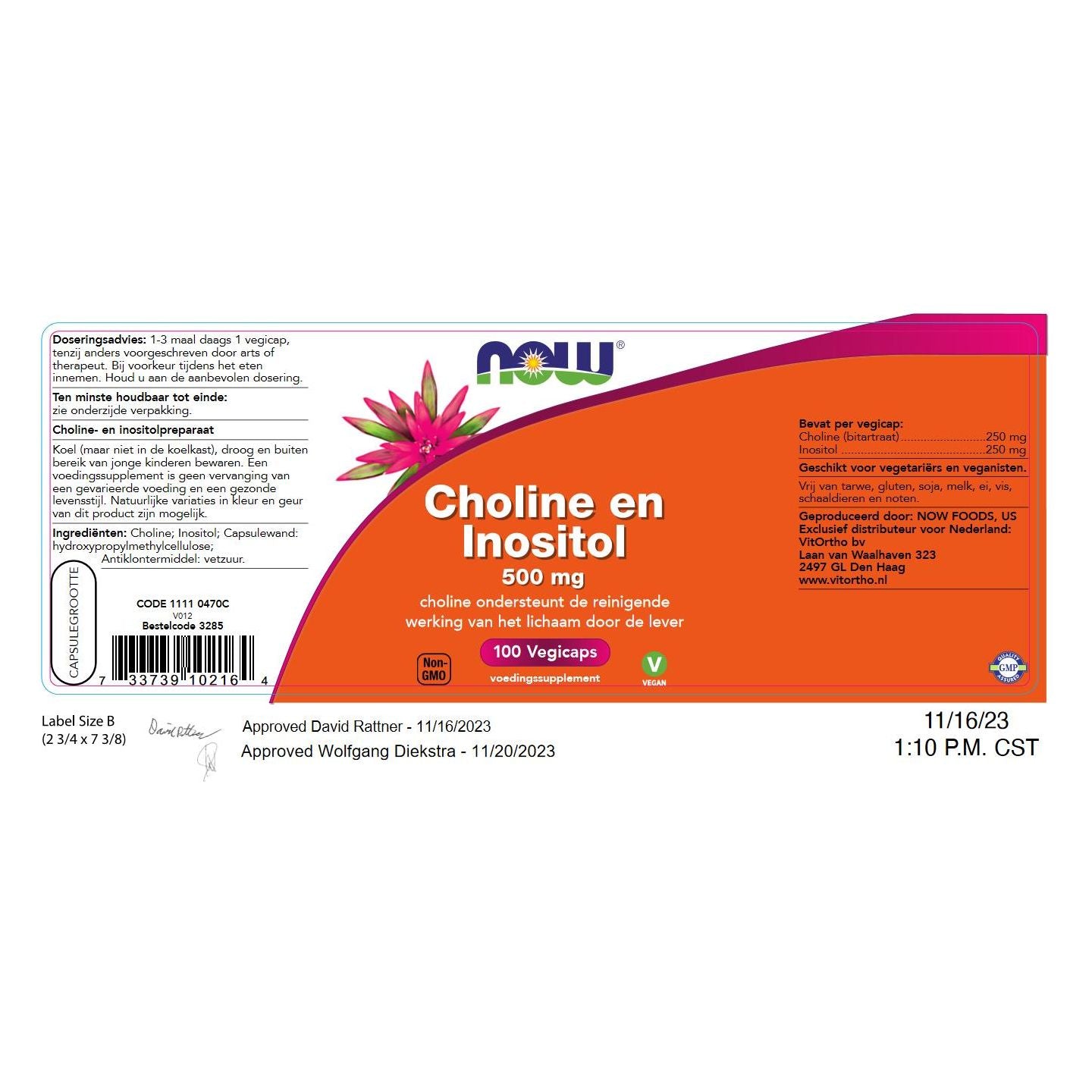 Choline en Inositol 500 mg Vitamine B NOW