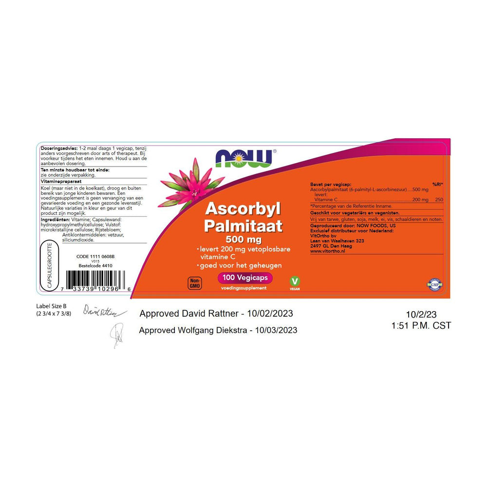 
                      
                        Ascorbyl Palmitaat 500 mg Vitamine C NOW
                      
                    