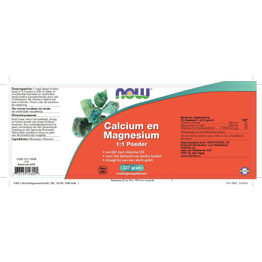 Calcium Magnesium 1:1 Poeder Mineralen NOW