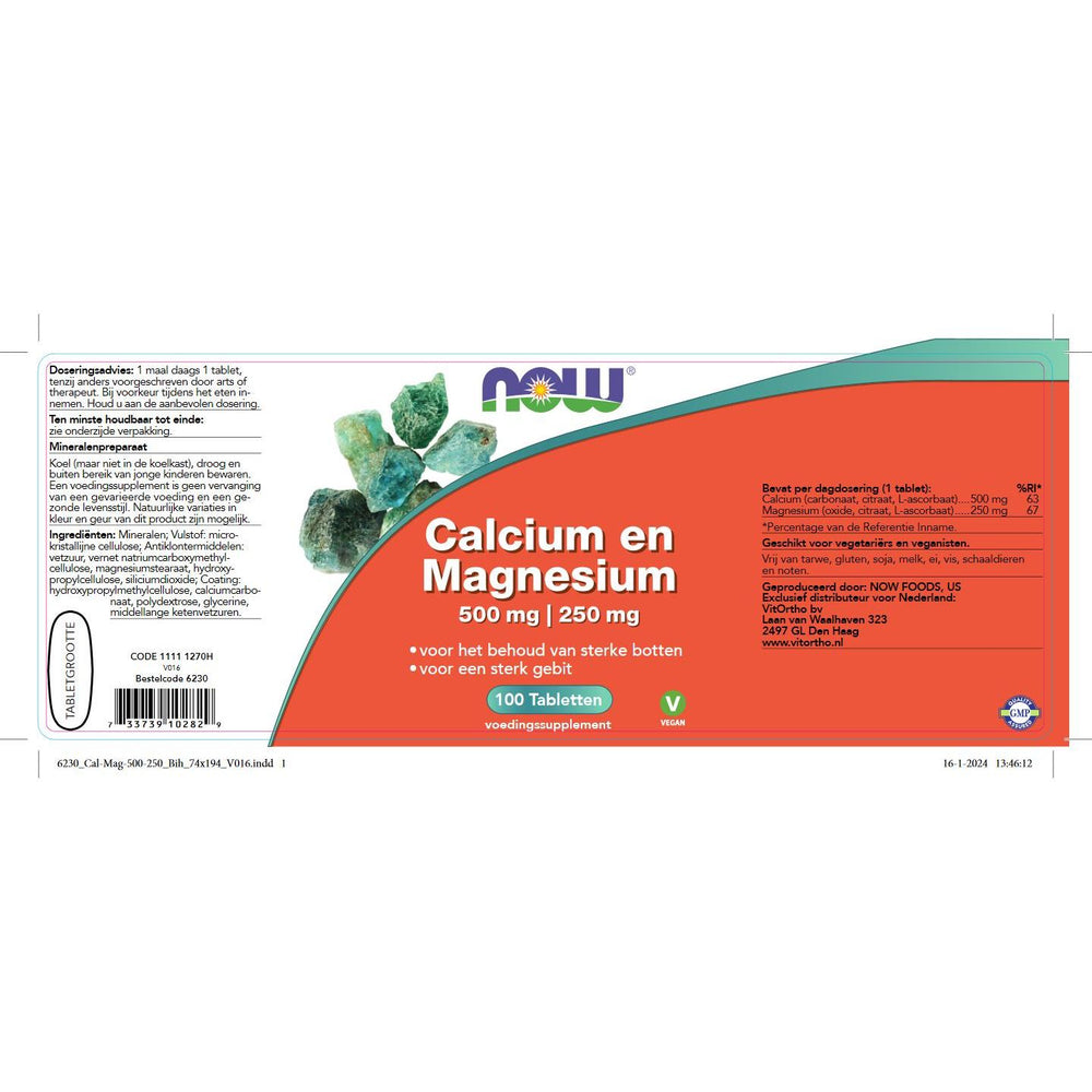 
                      
                        Calcium 500 mg en Magnesium 250 mg Mineralen NOW
                      
                    