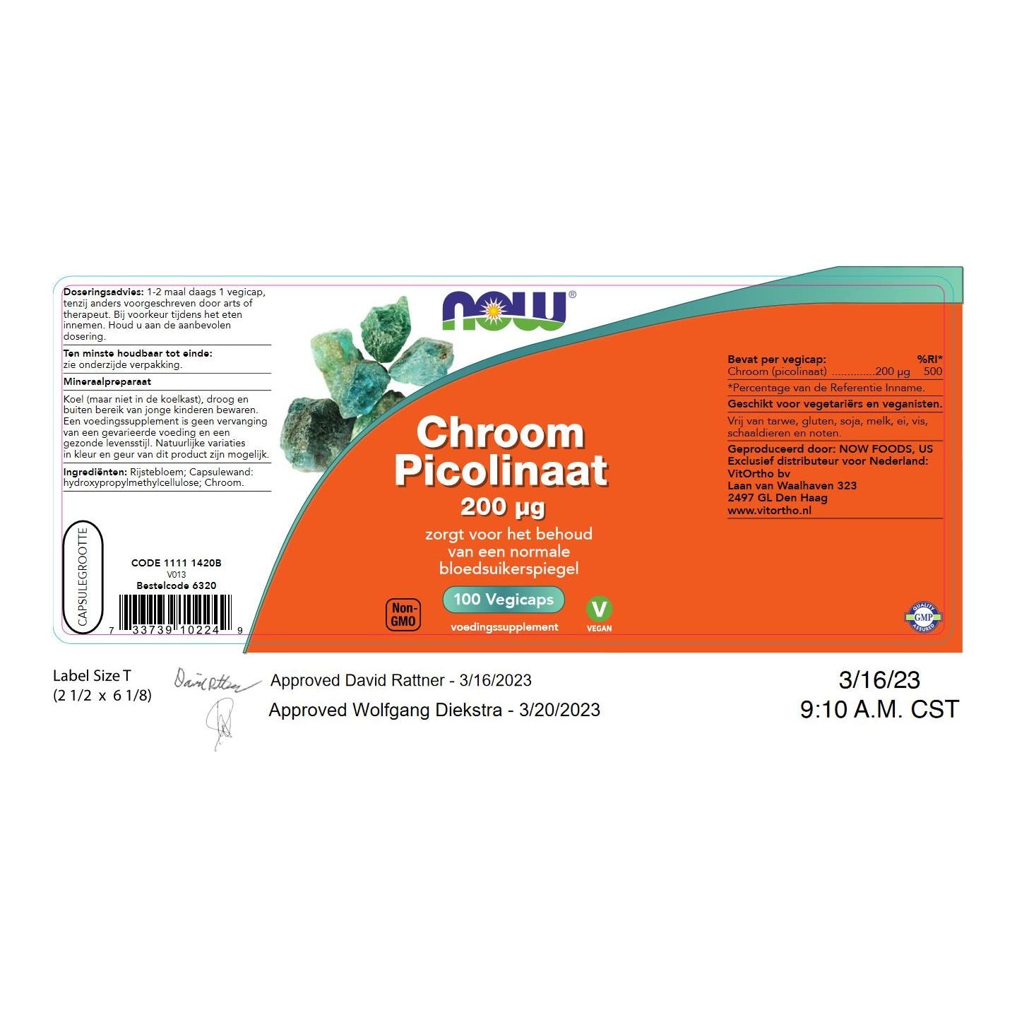 Chroom Picolinaat 200 mcg Mineralen NOW