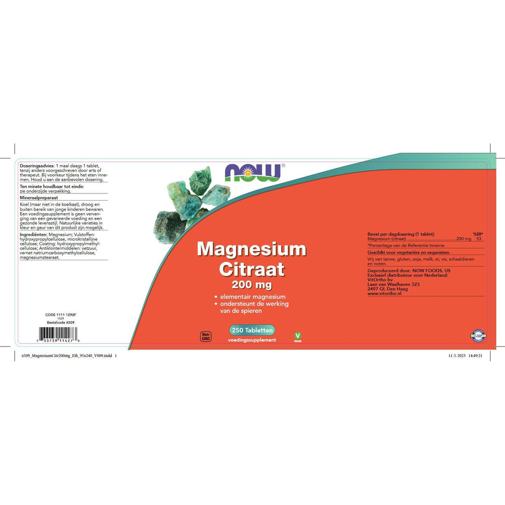 Magnesium Citraat 200 mg Mineralen NOW