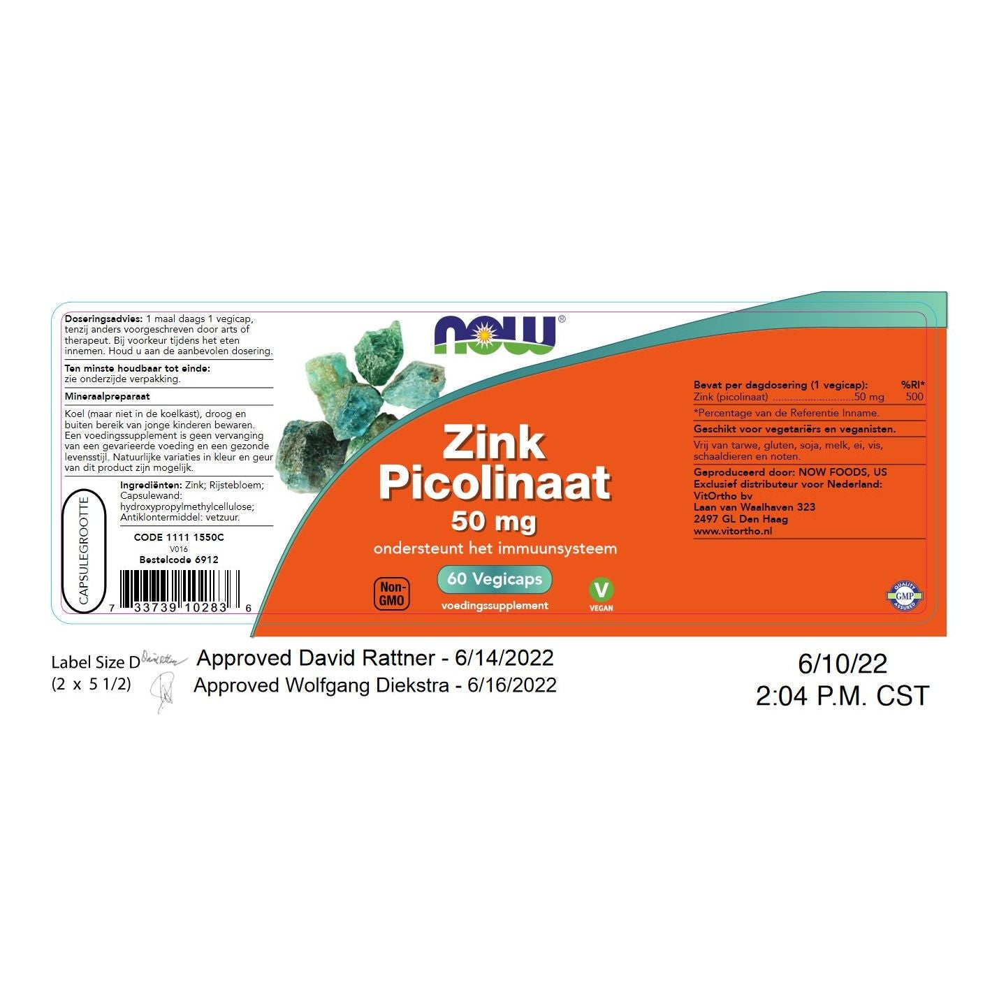 Zink Picolinaat 50 mg Mineralen NOW